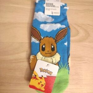Pokemon Eevee Cloudy Skies Print Women's Socks Kawaii Y2K Anime Game Nintendo